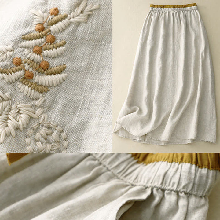 Gonna da donna vintage con coulisse e tasche, ricamata con Buddha Stones. - image 12
