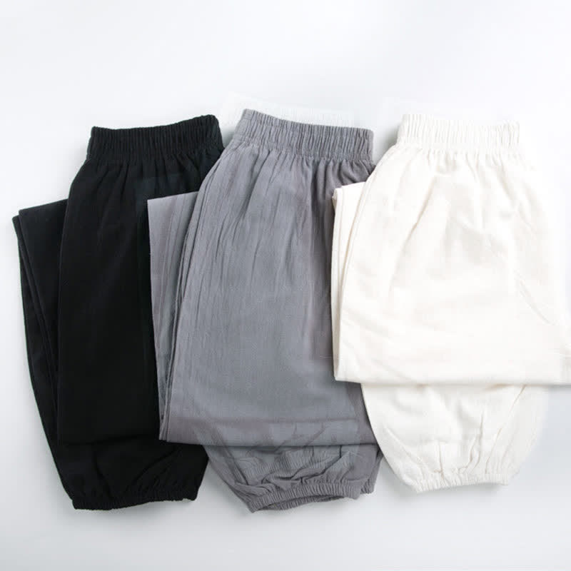 Pantaloni da Tai Chi Qigong unisex unisex, tinta unita, con elastico in vita e tasche, ideali per l'estate, con stampa Buddha Stones. - image 14