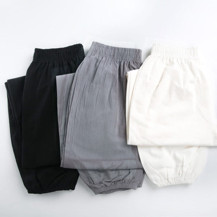 Pantaloni da Tai Chi Qigong unisex unisex, tinta unita, con elastico in vita e tasche, ideali per l'estate, con stampa Buddha Stones. - image 14