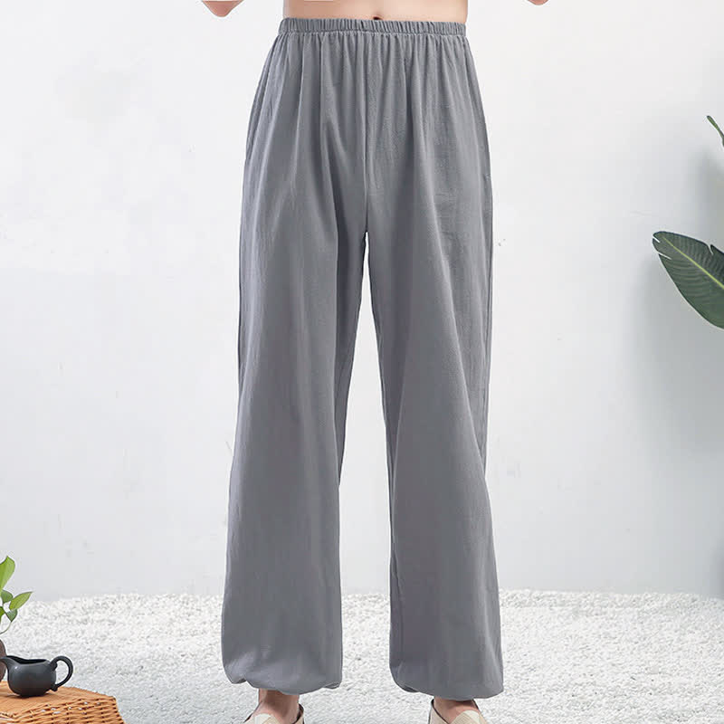 Pantaloni da Tai Chi Qigong unisex unisex, tinta unita, con elastico in vita e tasche, ideali per l'estate, con stampa Buddha Stones. - Sì, femmina - US8-10, UK/AU12-14, EU40-42 (2XL) - image 0