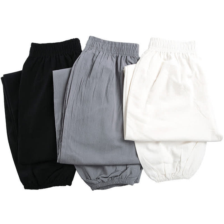 Pantaloni da Tai Chi Qigong unisex unisex, tinta unita, con elastico in vita e tasche, ideali per l'estate, con stampa Buddha Stones. - image 15