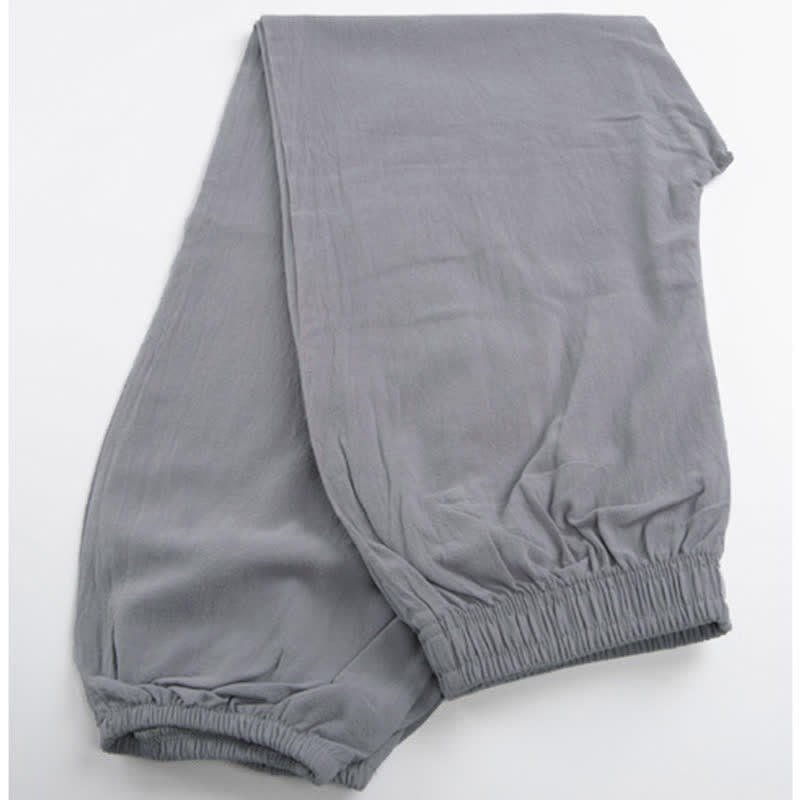 Pantaloni da Tai Chi Qigong unisex unisex, tinta unita, con elastico in vita e tasche, ideali per l'estate, con stampa Buddha Stones. - image 2