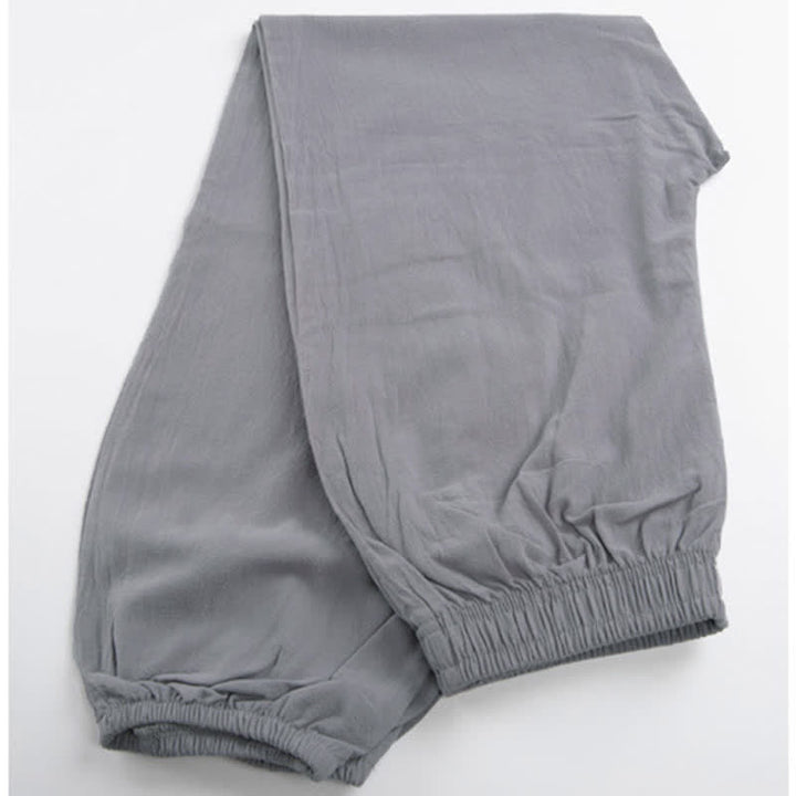 Pantaloni da Tai Chi Qigong unisex unisex, tinta unita, con elastico in vita e tasche, ideali per l'estate, con stampa Buddha Stones. - image 2