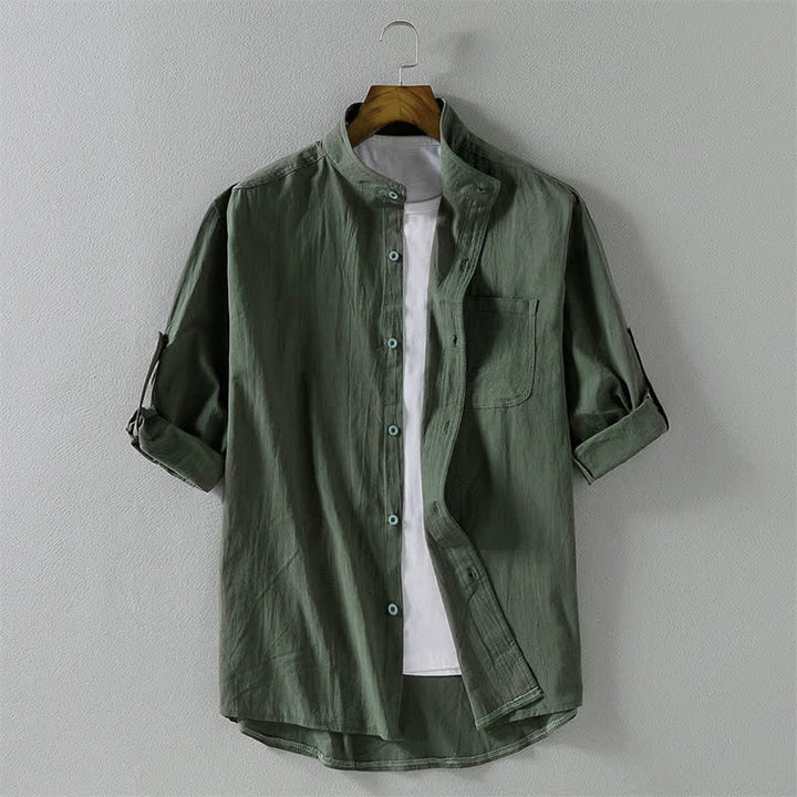 Camicia da uomo a maniche corte con bottoni, tinta unita, estiva, con Buddha Stones. - Verde Mare Scuro - US/UK/AU46, EU56 (5XL) - image 16