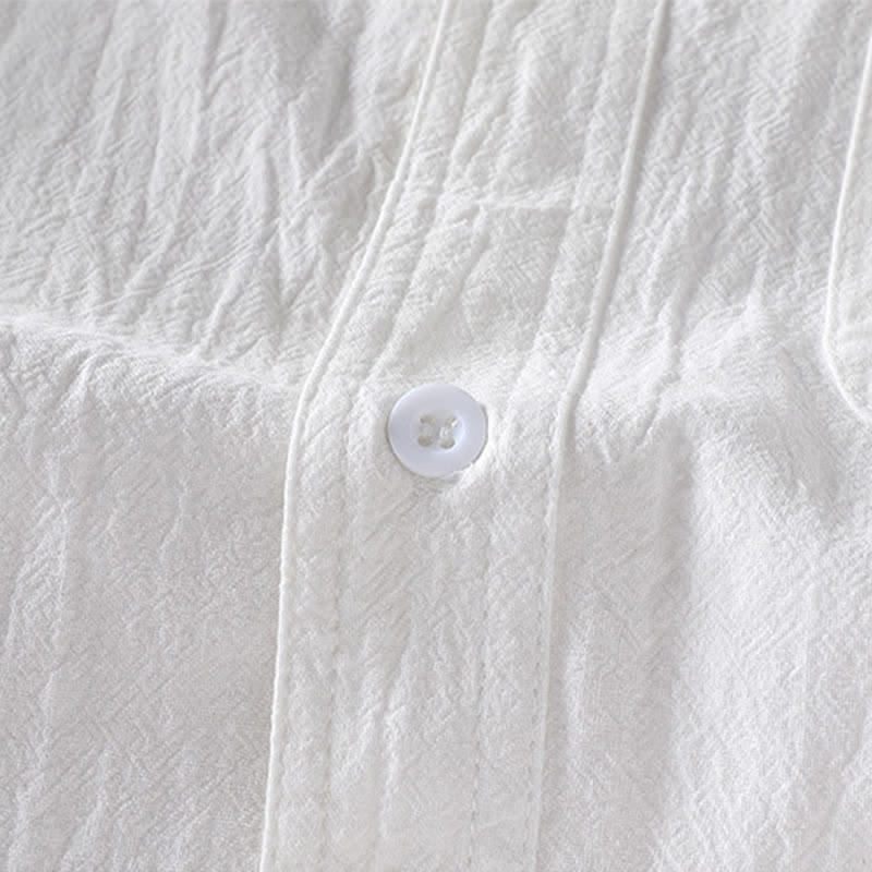 Camicia da uomo a maniche corte con bottoni, tinta unita, estiva, con Buddha Stones. - image 9
