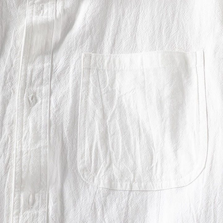 Camicia da uomo a maniche corte con bottoni, tinta unita, estiva, con Buddha Stones. - image 10