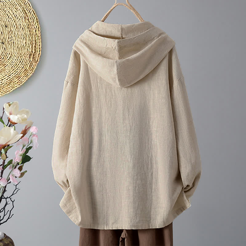 Felpa con cappuccio da donna a maniche lunghe con bottoni e tasche, modello Buddha Stones. - image 1