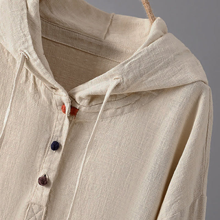 Felpa con cappuccio da donna a maniche lunghe con bottoni e tasche, modello Buddha Stones. - image 3