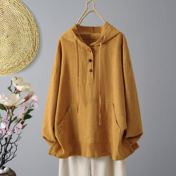 Felpa con cappuccio da donna a maniche lunghe con bottoni e tasche, modello Buddha Stones. - Arancione scuro - US8-10, UK/AU12-14, EU40-42 (2XL) - image 7