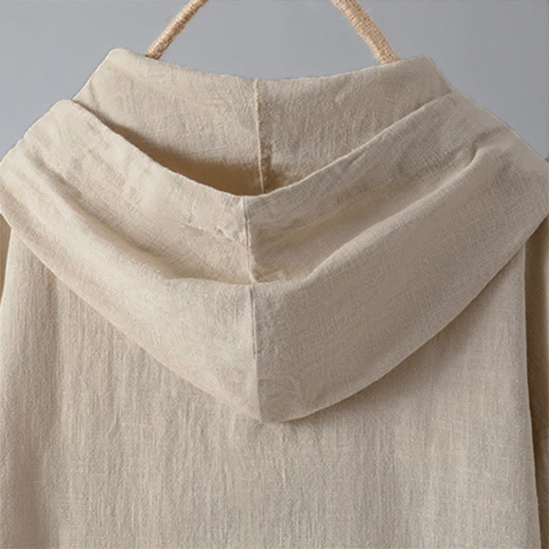 Felpa con cappuccio da donna a maniche lunghe con bottoni e tasche, modello Buddha Stones. - image 5