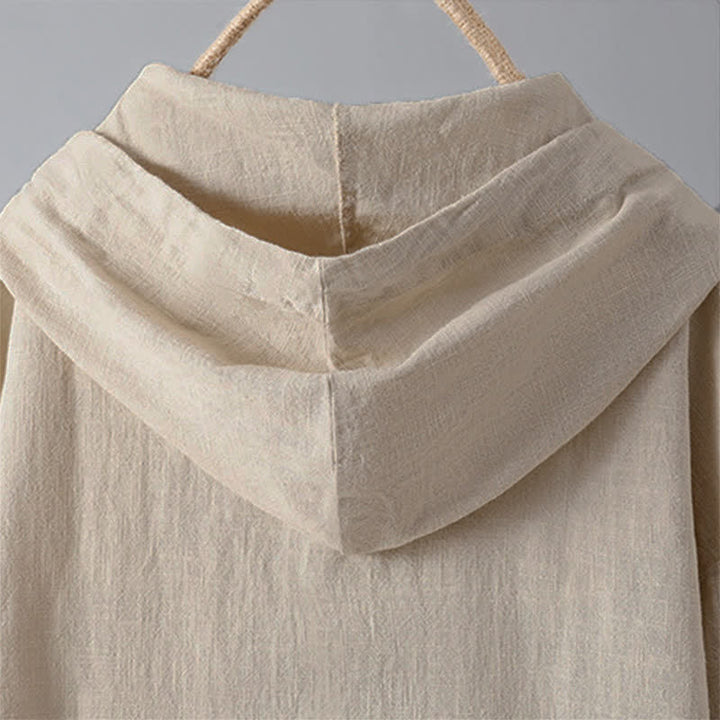 Felpa con cappuccio da donna a maniche lunghe con bottoni e tasche, modello Buddha Stones. - image 5
