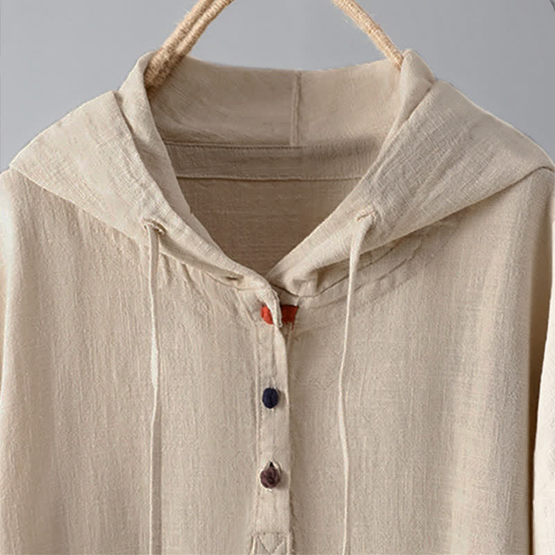 Felpa con cappuccio da donna a maniche lunghe con bottoni e tasche, modello Buddha Stones. - image 2