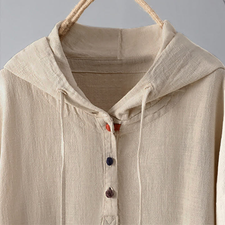 Felpa con cappuccio da donna a maniche lunghe con bottoni e tasche, modello Buddha Stones. - image 2