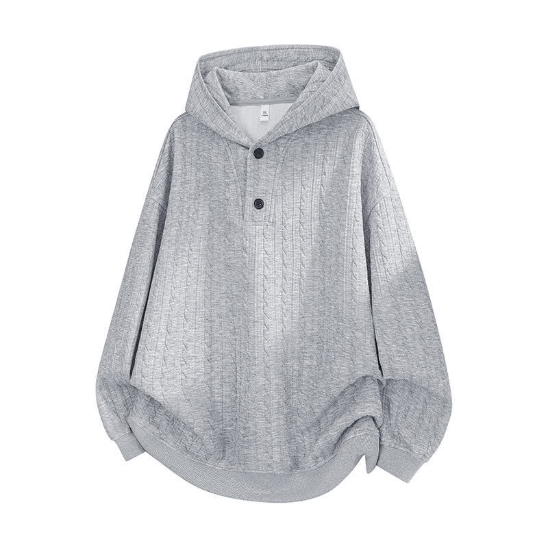 Felpa con cappuccio da uomo a maniche lunghe con bottoni a spirale e motivo Buddha Stones, ideale per l'autunno e l'inverno. - Grigio chiaro - US/UK/AU42, EU52 (3XL) - image 0
