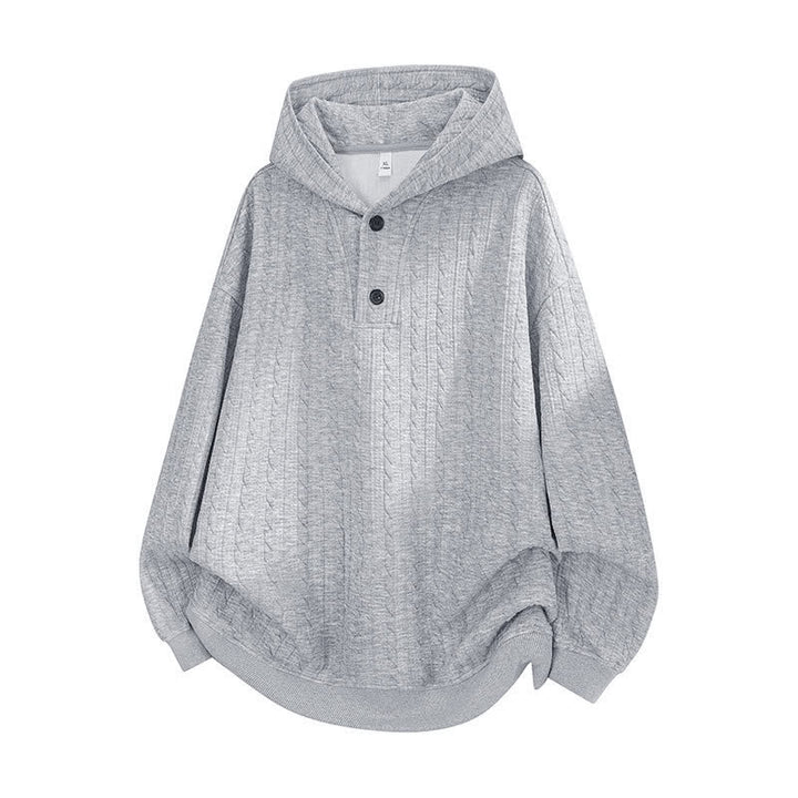 Felpa con cappuccio da uomo a maniche lunghe con bottoni a spirale e motivo Buddha Stones, ideale per l'autunno e l'inverno. - Grigio chiaro - US/UK/AU42, EU52 (3XL) - image 0