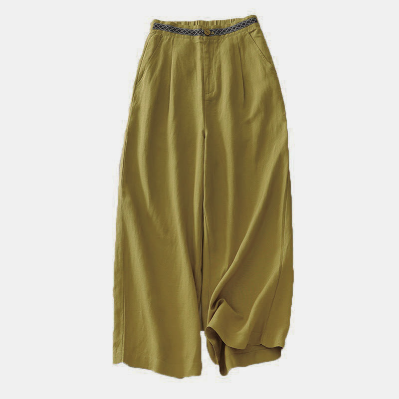 Pantaloni corti da donna a gamba larga con tasche e cerniera, colore tinta unita, lunghezza 7-8, con motivo Buddha Stones Summer. - image 4