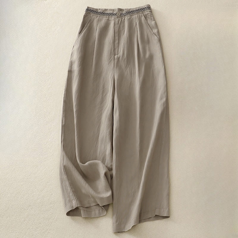 Pantaloni corti da donna a gamba larga con tasche e cerniera, colore tinta unita, lunghezza 7-8, con motivo Buddha Stones Summer. - Tan - US8-10, UK/AU12-14, EU40-42 (2XL) - image 11