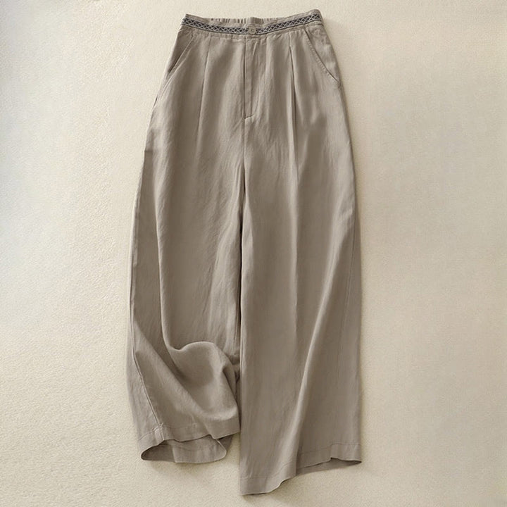 Pantaloni corti da donna a gamba larga con tasche e cerniera, colore tinta unita, lunghezza 7-8, con motivo Buddha Stones Summer. - Tan - US8-10, UK/AU12-14, EU40-42 (2XL) - image 11