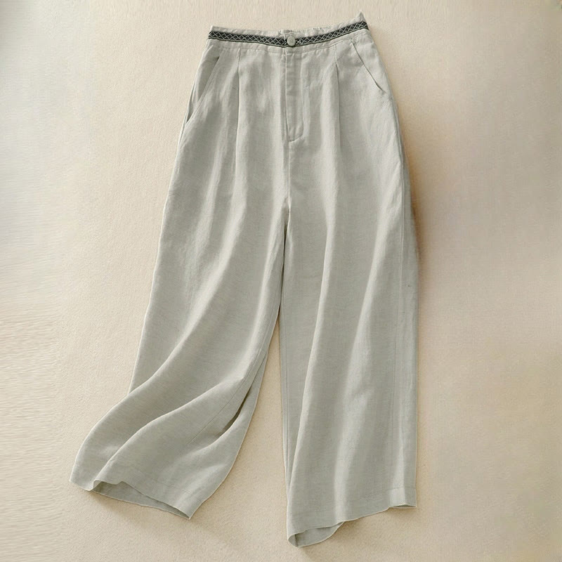 Pantaloni corti da donna a gamba larga con tasche e cerniera, colore tinta unita, lunghezza 7-8, con motivo Buddha Stones Summer. - Beige - US8-10, UK/AU12-14, EU40-42 (2XL) - image 5