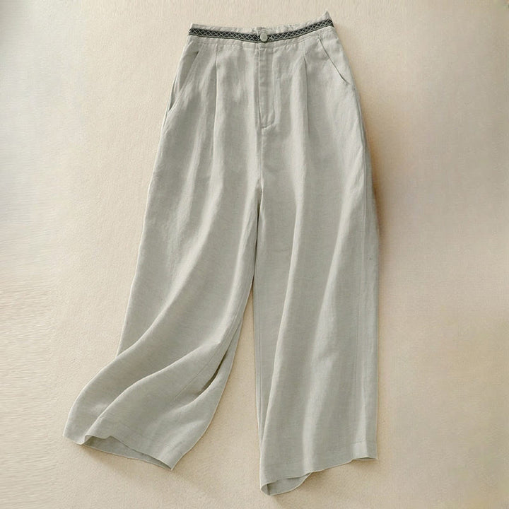 Pantaloni corti da donna a gamba larga con tasche e cerniera, colore tinta unita, lunghezza 7-8, con motivo Buddha Stones Summer. - Beige - US8-10, UK/AU12-14, EU40-42 (2XL) - image 5