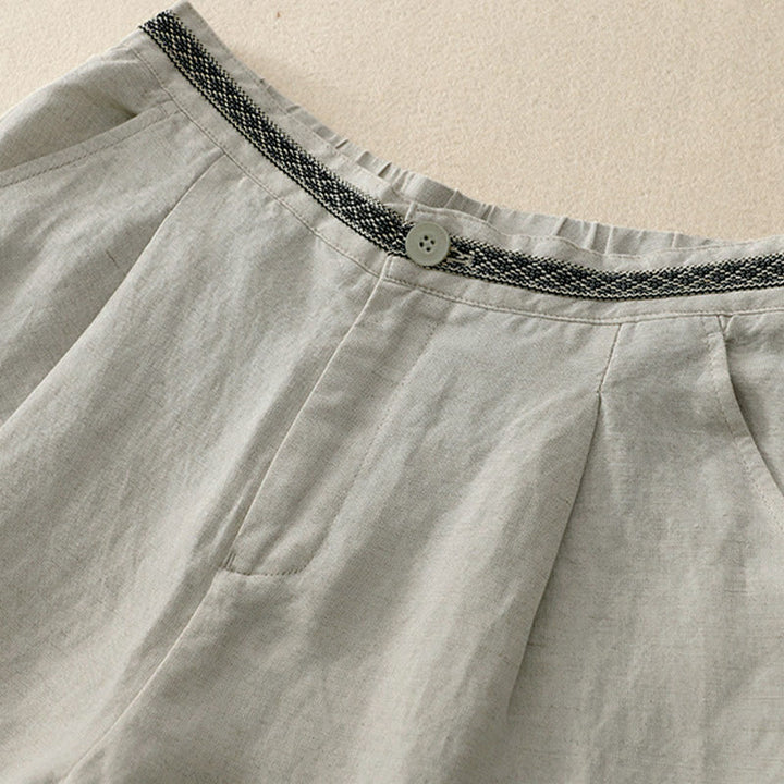 Pantaloni corti da donna a gamba larga con tasche e cerniera, colore tinta unita, lunghezza 7-8, con motivo Buddha Stones Summer. - image 6