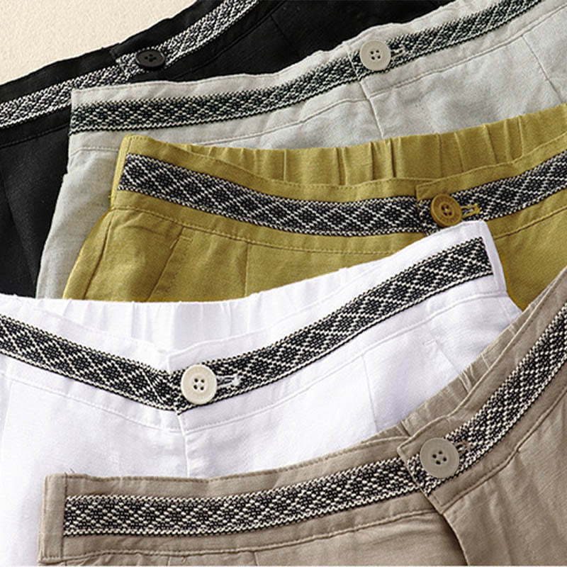 Pantaloni corti da donna a gamba larga con tasche e cerniera, colore tinta unita, lunghezza 7-8, con motivo Buddha Stones Summer. - image 23
