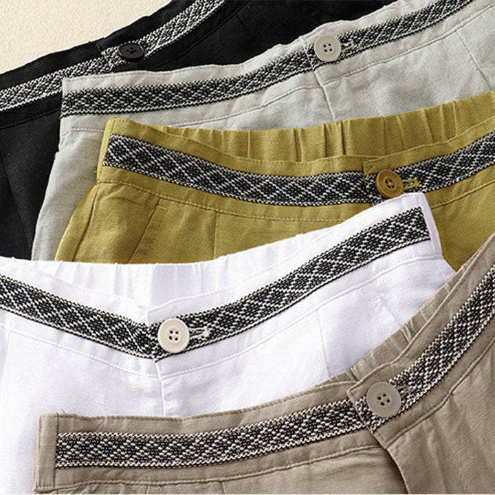 Pantaloni corti da donna a gamba larga con tasche e cerniera, colore tinta unita, lunghezza 7-8, con motivo Buddha Stones Summer. - image 23