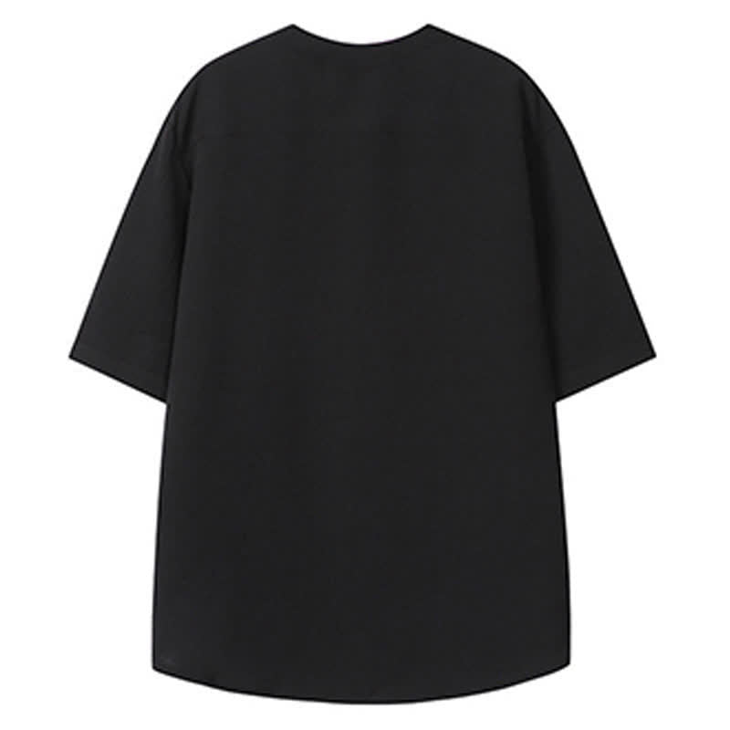 Buddha Stones Camicia da uomo a maniche corte, stile estivo Tang, casual, con colletto alla coreana e ricamo a gru. - image 16