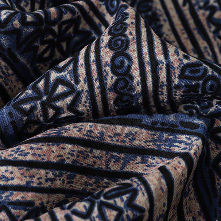 Buddha Stones Abito estivo da donna in stile boho con colletto alla coreana e maniche a tre quarti, con tasca, dal design geometrico e motivo tan. - image 10