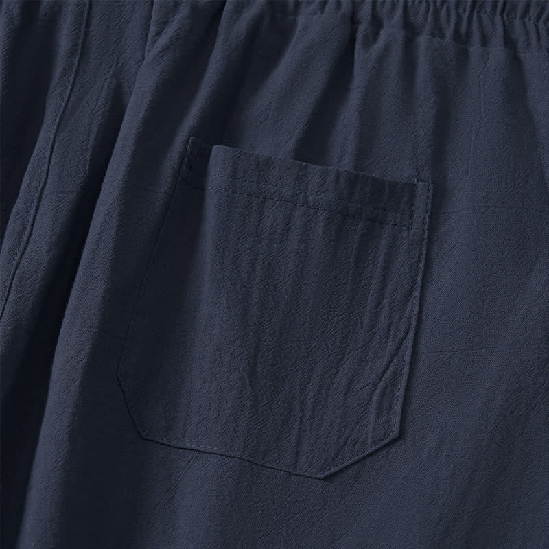 Buddha Stones Pantaloni capri estivi casual minimalisti con coulisse, tinta unita, da uomo, gamba dritta, con tasca - image 13
