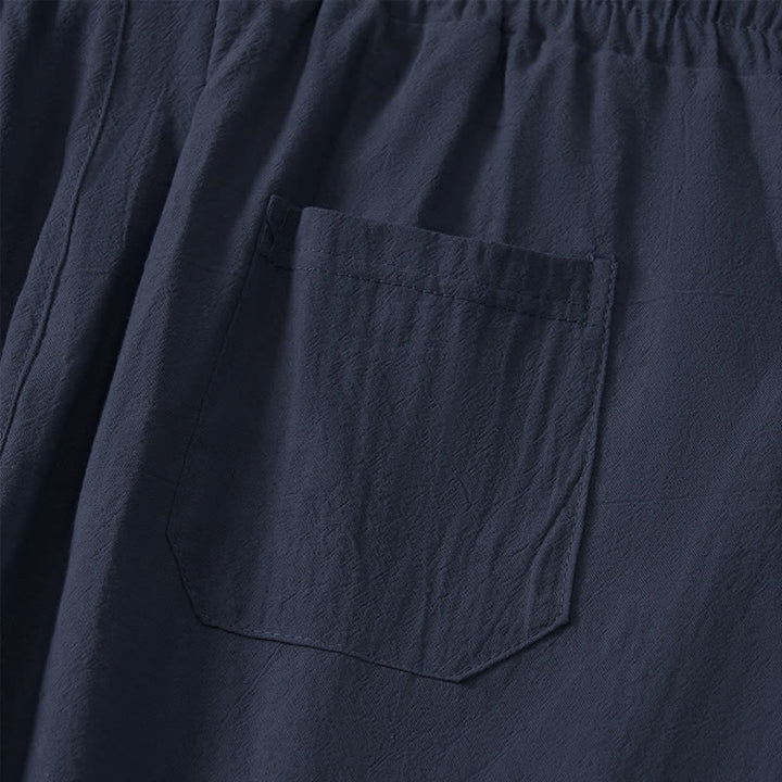 Buddha Stones Pantaloni capri estivi casual minimalisti con coulisse, tinta unita, da uomo, gamba dritta, con tasca - image 13