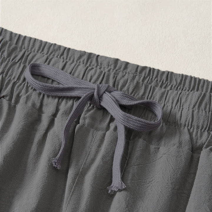 Buddha Stones Pantaloni capri estivi casual minimalisti con coulisse, tinta unita, da uomo, gamba dritta, con tasca - image 19