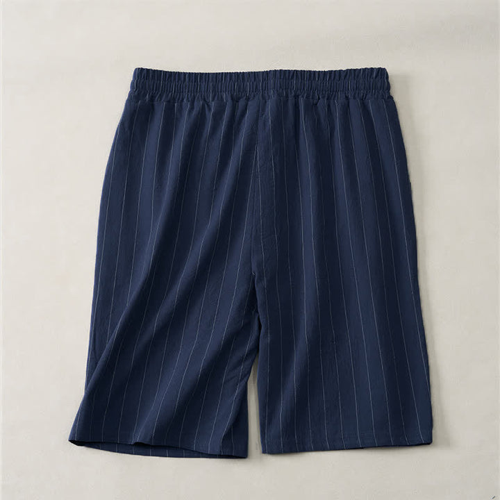 Buddha Stones Pantaloncini da uomo estivi casual a righe con coulisse e tasche - image 1