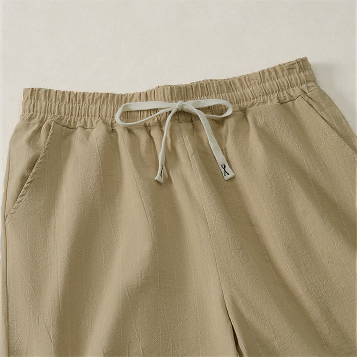 Buddha Stones Pantaloncini da uomo estivi casual a righe con coulisse e tasche - image 9