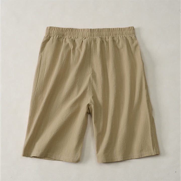 Buddha Stones Pantaloncini da uomo estivi casual a righe con coulisse e tasche - image 8