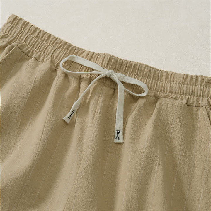 Buddha Stones Pantaloncini da uomo estivi casual a righe con coulisse e tasche - image 11
