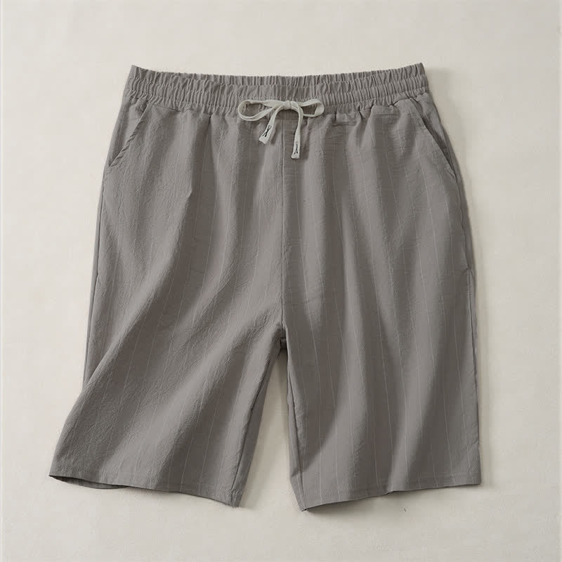 Buddha Stones Pantaloncini da uomo estivi casual a righe con coulisse e tasche - Grigio scuro - US/UK/AU44, EU54 (3XL) - image 14