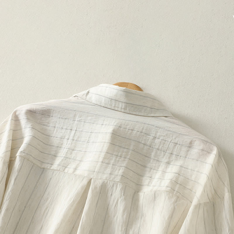 Buddha Stones Camicia da donna estiva casual minimalista a maniche lunghe con bottoni. - image 3