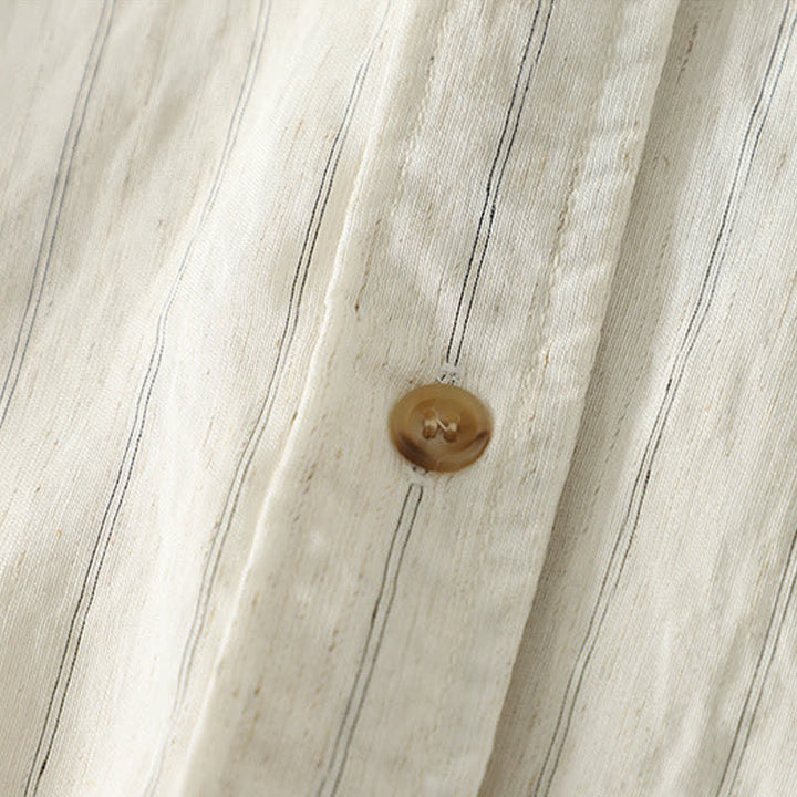 Buddha Stones Camicia da donna estiva casual minimalista a maniche lunghe con bottoni. - image 9