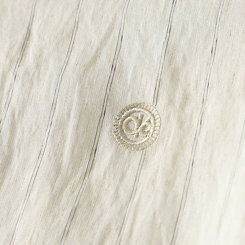 Buddha Stones Camicia da donna estiva casual minimalista a maniche lunghe con bottoni. - image 8