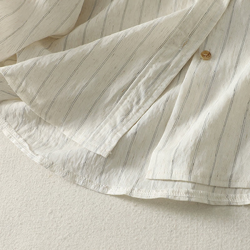 Buddha Stones Camicia da donna estiva casual minimalista a maniche lunghe con bottoni. - image 6