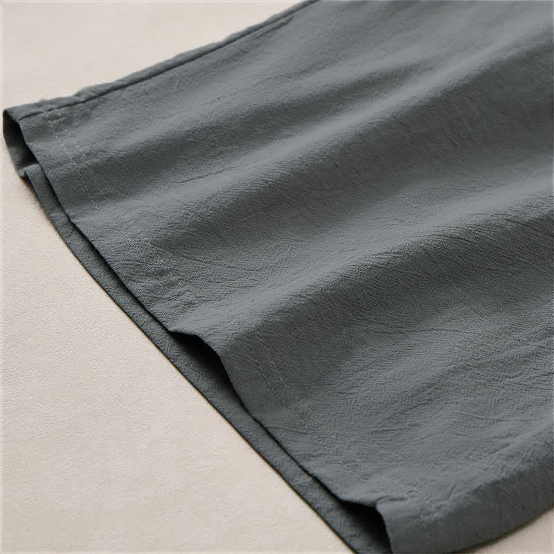 Buddha Stones Pantaloncini da uomo estivi casual in cotone tinta unita con coulisse e tasche. - image 12