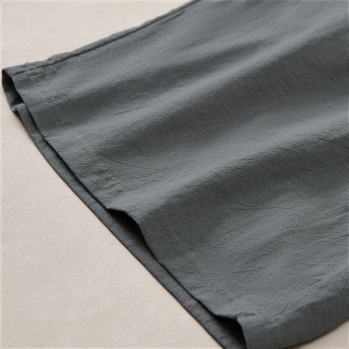 Buddha Stones Pantaloncini da uomo estivi casual in cotone tinta unita con coulisse e tasche. - image 12