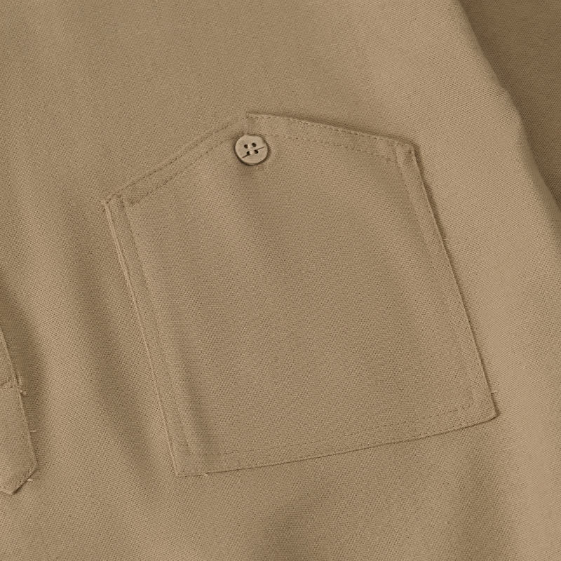 Buddha Stones Camicia da uomo estiva casual a maniche corte con colletto alla coreana e taschino, in stile Tang. - image 6