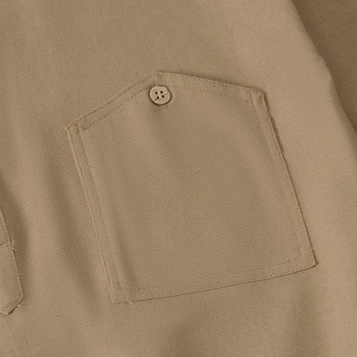 Buddha Stones Camicia da uomo estiva casual a maniche corte con colletto alla coreana e taschino, in stile Tang. - image 6