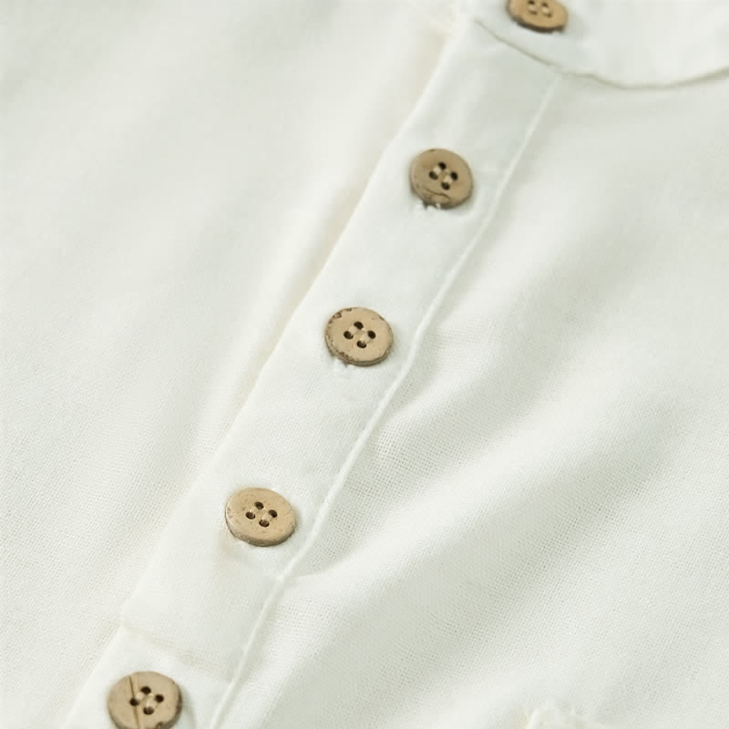 Buddha Stones Camicia da uomo estiva casual a maniche corte con colletto alla coreana e taschino, in stile Tang. - image 28