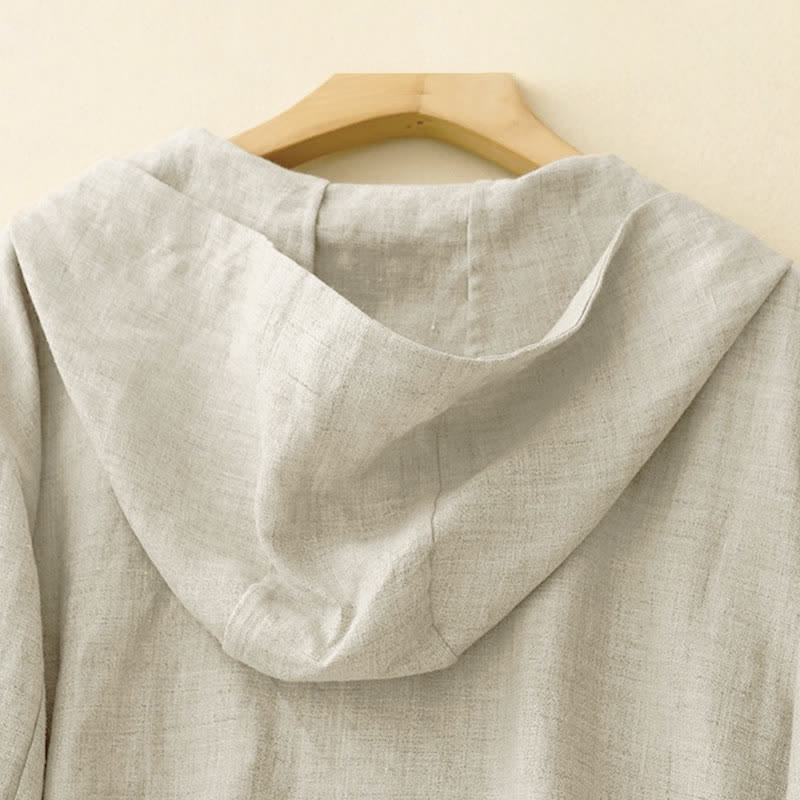 Buddha Stones Camicia da donna estiva casual minimalista a maniche lunghe con coulisse e tasca, tinta unita. - image 4