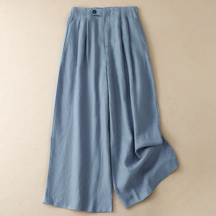 Buddha Stones Pantaloni estivi casual minimalisti con bottoni, tinta unita, alla caviglia, da donna, a gamba larga con tasca - Blu fiordaliso - US8-10, UK/AU12-14, EU40-42 (2XL) - image 0