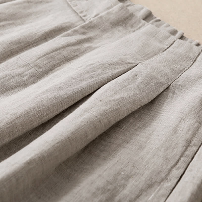 Buddha Stones Pantaloni estivi casual minimalisti con bottoni, tinta unita, alla caviglia, da donna, a gamba larga con tasca - image 17