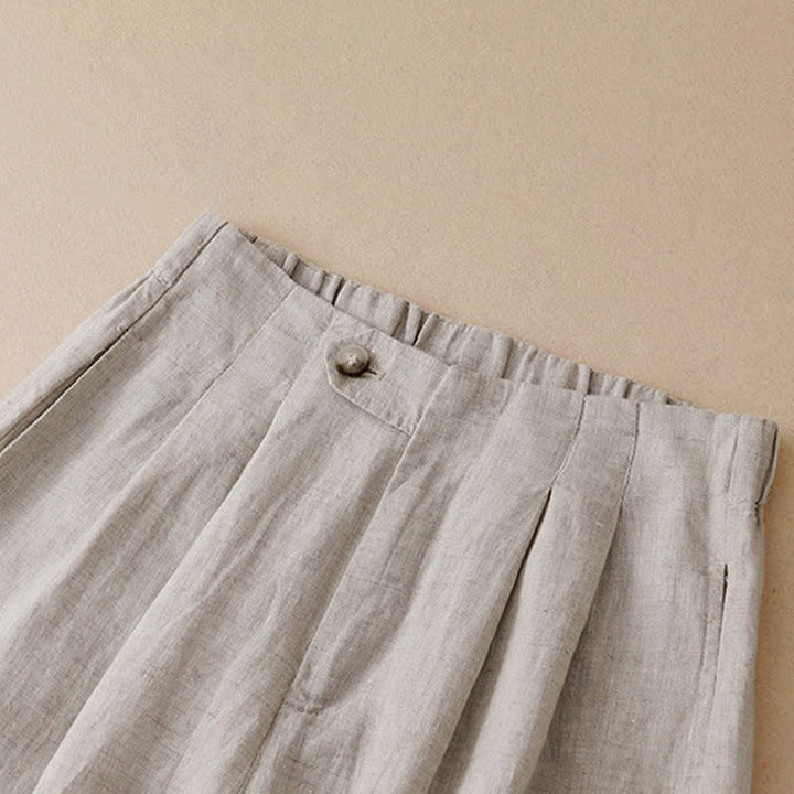 Buddha Stones Pantaloni estivi casual minimalisti con bottoni, tinta unita, alla caviglia, da donna, a gamba larga con tasca - image 12